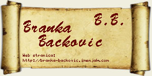 Branka Backović vizit kartica